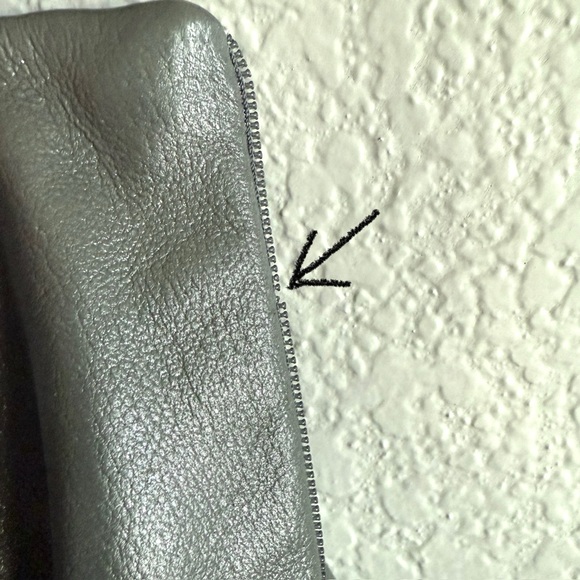 Vintage High Waist Genuine Leather Pants Grey With Subtle Silver Metallic Sheen - Picture 12 of 12